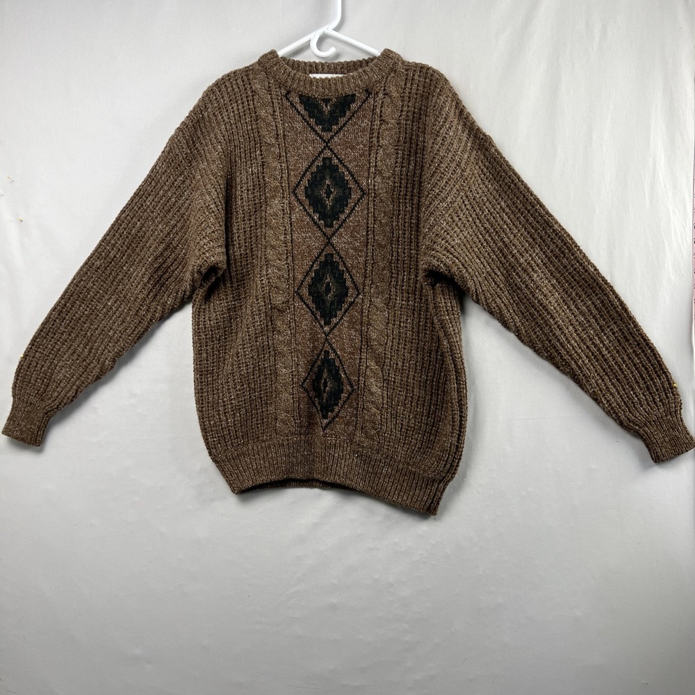 Vintage Aggio Sweater Mens XL Acrylic Wool Abstract Crewneck Pullover Grandpa